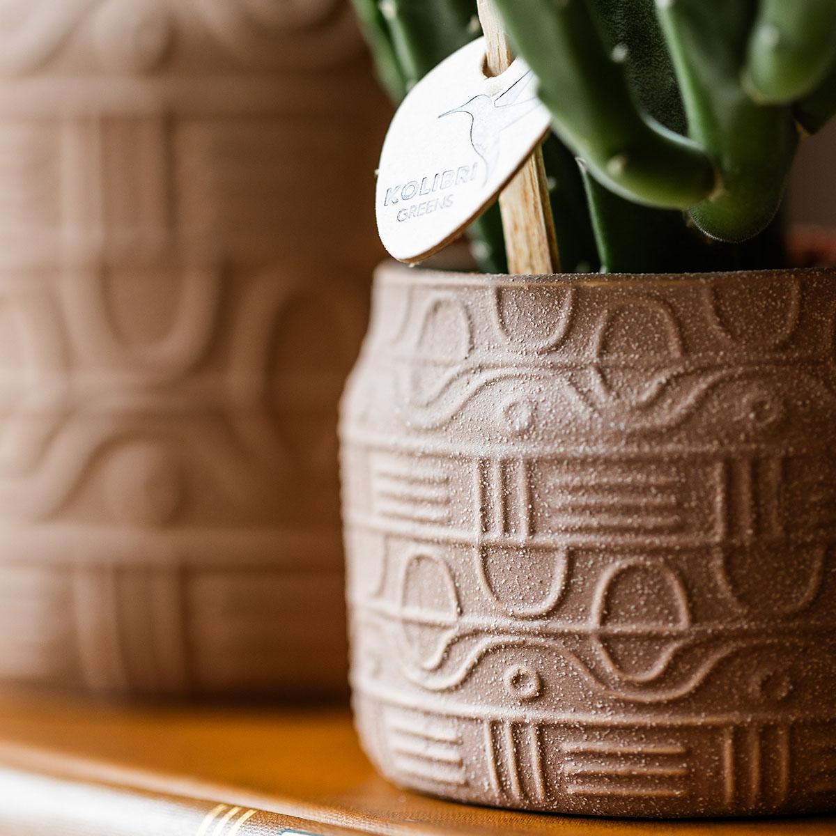 Hummingbird Home | Hieroglyph decorative pot - Sand - Ø9cm
