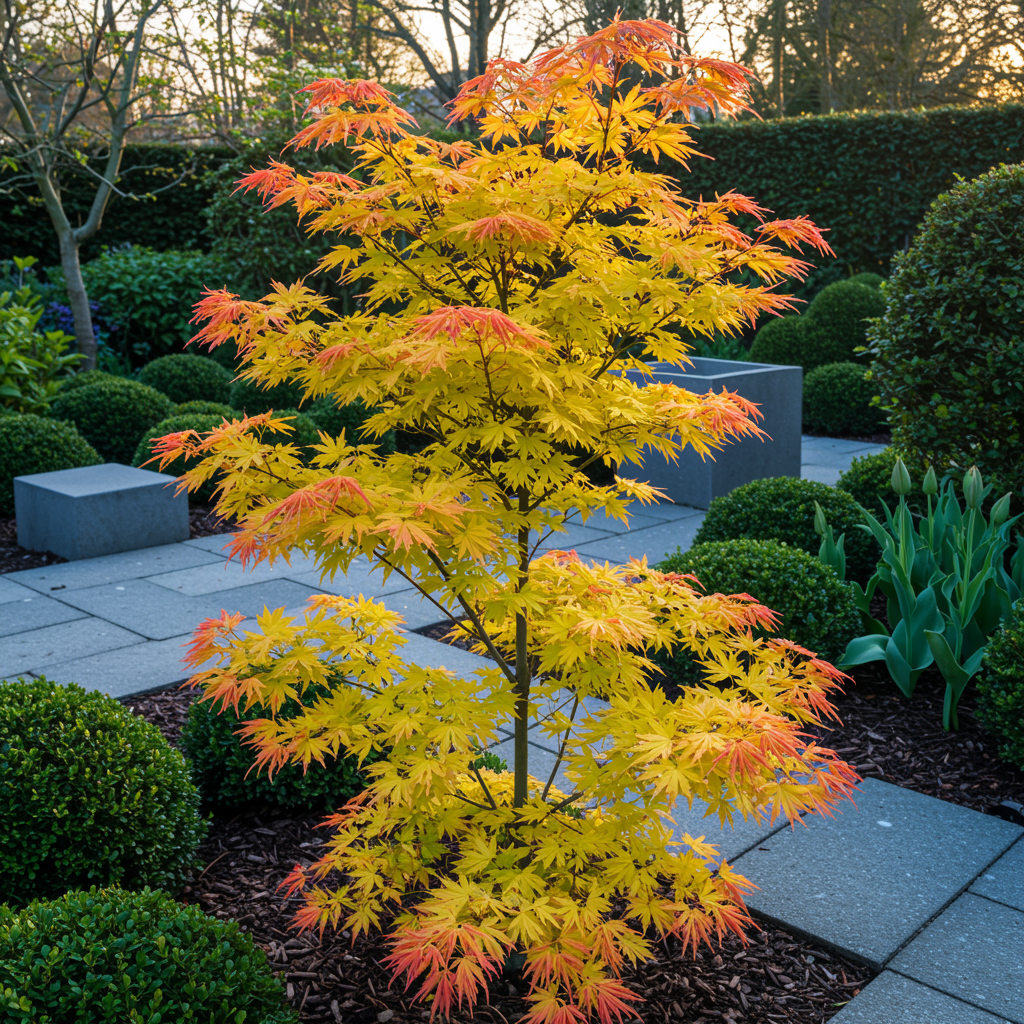 Green boutiQ - Terrace plant - Japanese Maple - Acer palmatum Orange Dream - Orange - 2 Plants - Deciduous - Pot 19cm Height 70cm