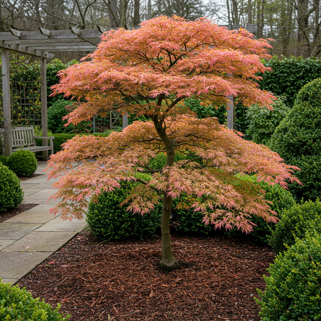 Green boutiQ - Terrace plant - Japanese Maple - Acer palmatum Iyoshi - Pink - 1 Plant - Deciduous - Pot 19cm Height 70cm