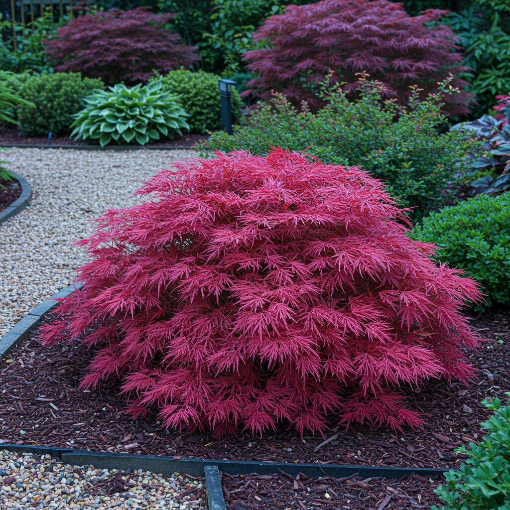 Green boutiQ - Terrace plant - Japanese Maple - Acer palmatum Pink Dwarf - Pink - 1 Plant - Deciduous - Pot 19cm Height 70cm