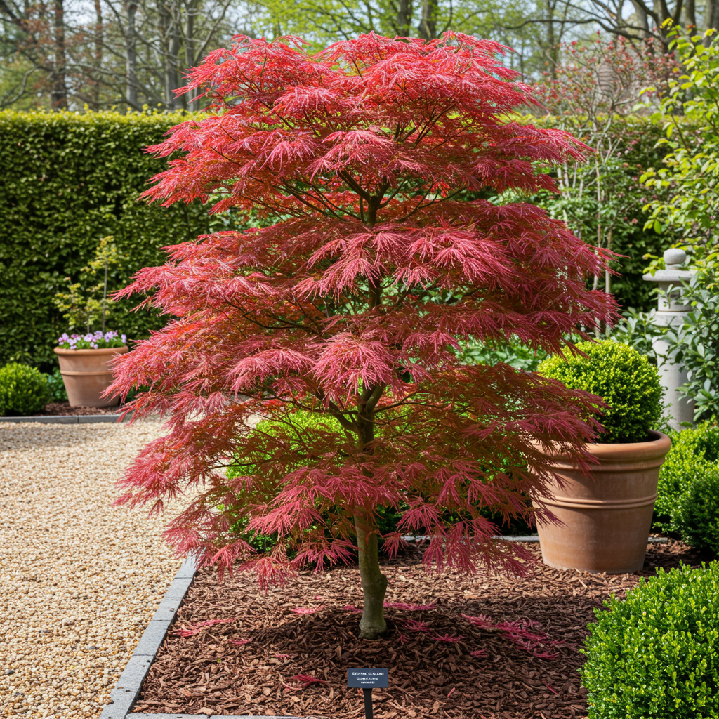 Green boutiQ - Terrace plant - Japanese Maple - Acer palmatum Beni Maiko - Red - 2 Plants - Deciduous - Pot 19cm Height 70cm