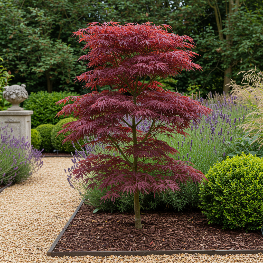 Green boutiQ - Terrace plant - Japanese Maple - Acer palmatum Trompenburg - Dark Purple - 1 Plant - Deciduous - Pot 19cm Height 70cm