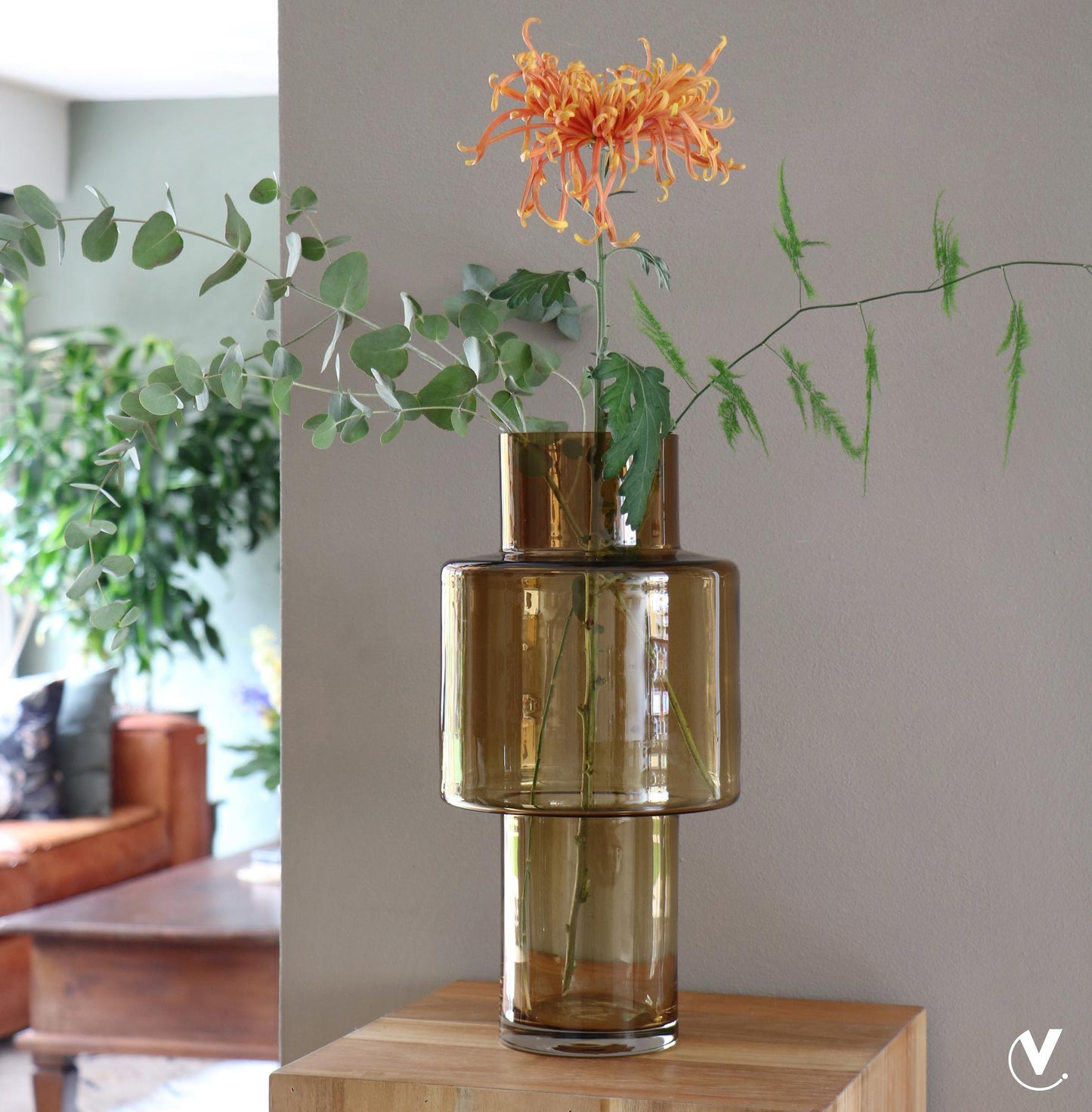 Vase glass Juba M - H40 W20 - Cognac