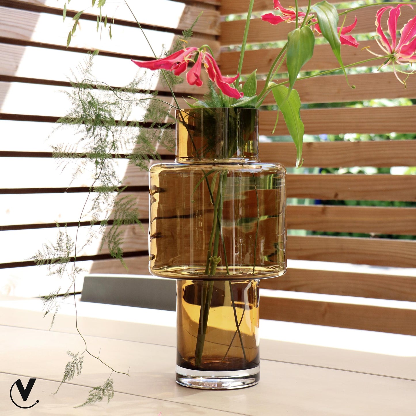 Vase glass Juba M - H40 W20 - Cognac
