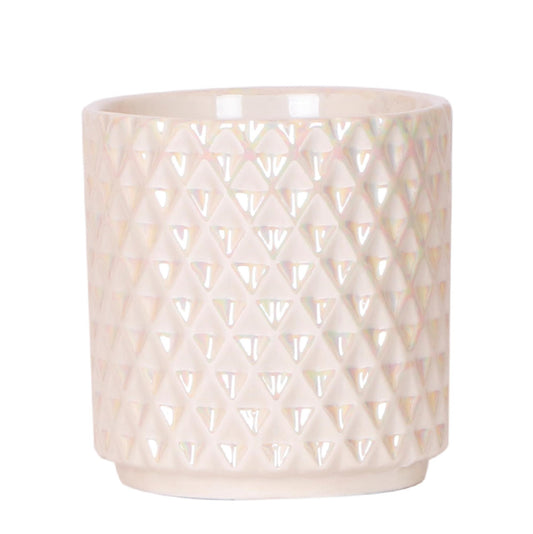 Hummingbird Home | Diamond pearl decorative pot - Travertine - Ø9cm