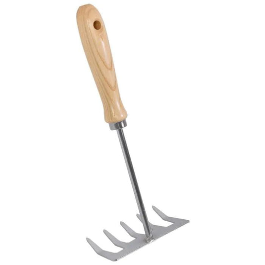 Hand rake - 5 teeth - Galvanized steel - Ash wood handle