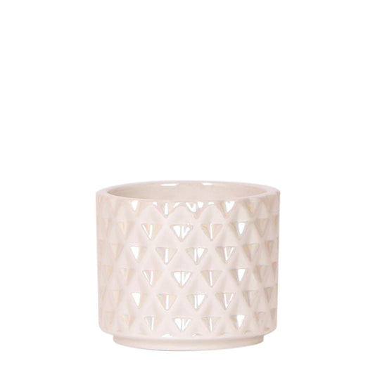 Hummingbird Home | Diamond pearl decorative pot - Travertine - Ø6cm